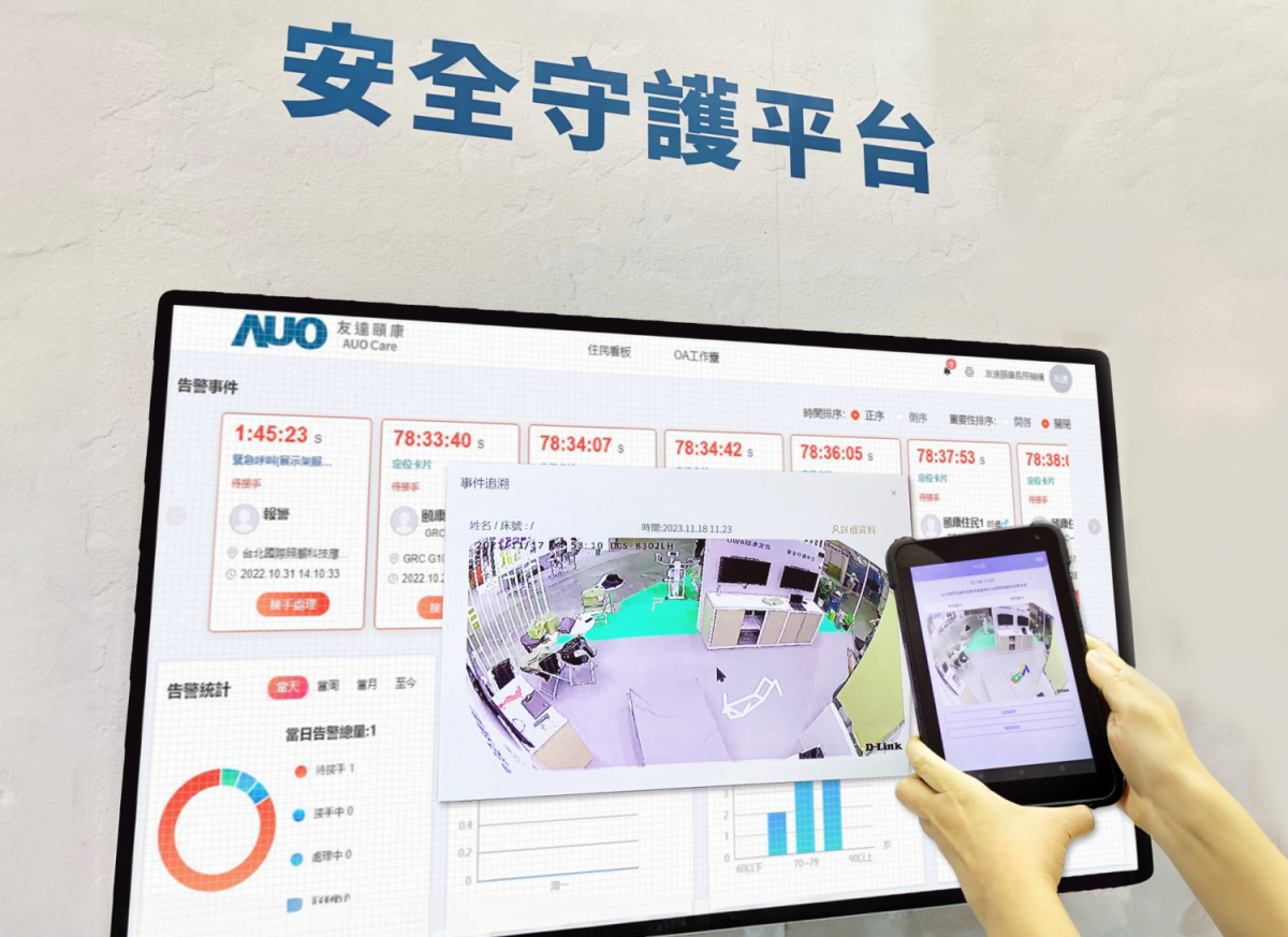 NG娱乐颐康整合软硬件包含跌倒侦测、智能床垫和紧急呼叫管理等，透过安全守护平台进行IoT设备统一监控与管理，提供长照场域落实安全守护方案